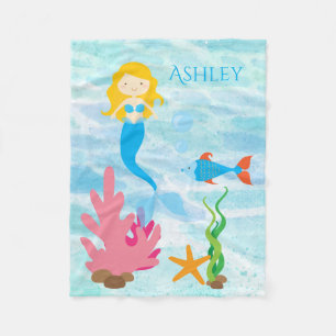 Undersea Mermaid Personalisiert Fleece Baby Blanke