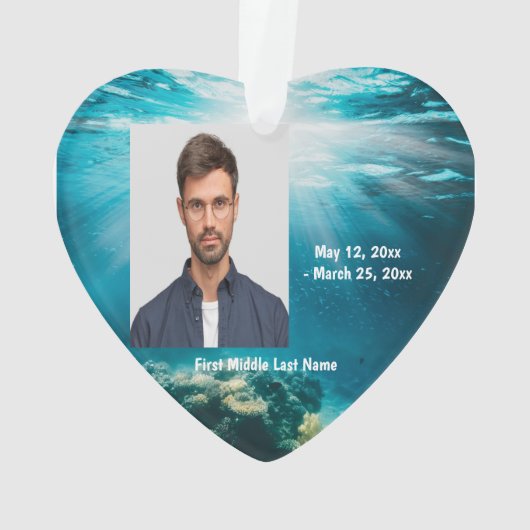 Undersea Underwater Diving  Dated Photo Custom Ornament (Rückseite)