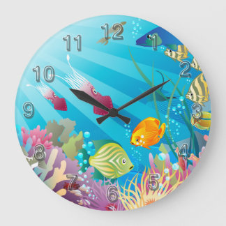 Underwater 2 Wall Clocks Numerals Optionen Große Wanduhr