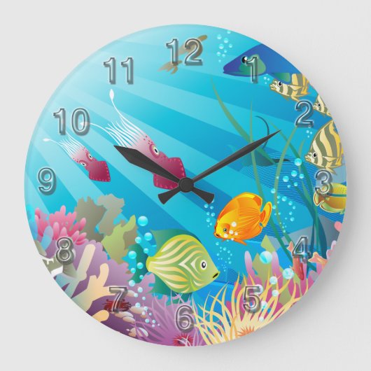 Underwater 2 Wall Clocks Numerals Optionen Große Wanduhr (Vorderseite)