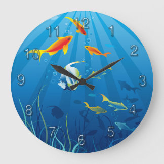 Underwater 3 Wall Clocks Numerals Optionen Große Wanduhr