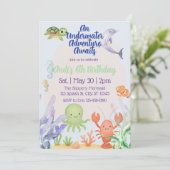 Underwater Adventure, Watercolor Birthday  Einladung (Stehend Vorderseite)