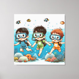 Underwater Adventure with Friends Leinwanddruck