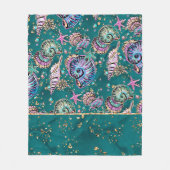 Underwater Aquamarin Luxe | Green Pastel Gold Seas Fleecedecke (Vorderseite)