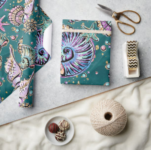 Underwater Aquamarin Luxe   Green Pastel Gold Seas Geschenkpapier