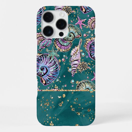 Underwater Aquamarin Luxe | Green Pastel Gold Seas iPhone Hülle (Rückseite)