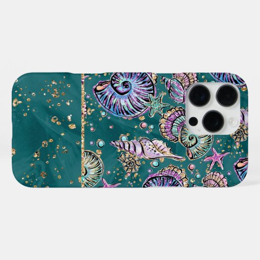Underwater Aquamarin Luxe | Green Pastel Gold Seas iPhone Hülle (Rückseite (Horizontal))
