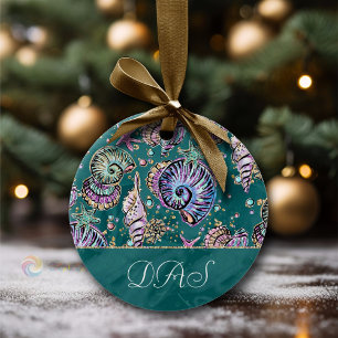 Underwater Aquamarin Luxe Green Pastel Gold Seas Keramik Ornament