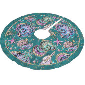 Underwater Aquamarin Luxe | Green Pastel Gold Seas Polyester Weihnachtsbaumdecke (Schrägansicht)