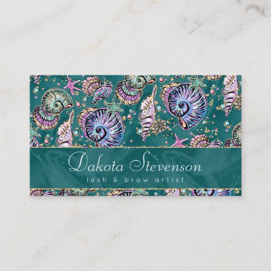 Underwater Aquamarin Luxe | Green Pastel Gold Seas Visitenkarte (Vorderseite)