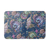 Underwater Blue Luxe | Pastel Gold Seashells Badematte (Vorderseite)