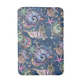 Underwater Blue Luxe | Pastel Gold Seashells Badematte (Vorderseite Vertikal)