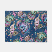 Underwater Blue Luxe | Pastel Gold Seashells Fußmatte (Vorderseite)
