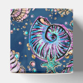 Underwater Blue Luxe | Pastel Gold Seashells Geschenkschachtel (Oben)
