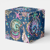 Underwater Blue Luxe | Pastel Gold Seashells Geschenkschachtel (Rückseite)