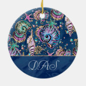 Underwater Blue Luxe | Pastel Gold Seashells Keramik Ornament (Hinten)