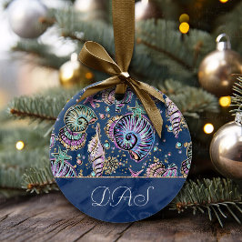 Underwater Blue Luxe | Pastel Gold Seashells Keramik Ornament