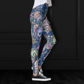 Underwater Blue Luxe | Pastel Gold Seashells Leggings