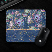 Underwater Blue Luxe | Pastel Gold Seashells Mousepad