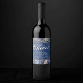 Underwater Blue Luxe | Pastel Gold Seashells Weinetikett