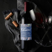 Underwater Blue Luxe | Pastel Gold Seashells Weinetikett