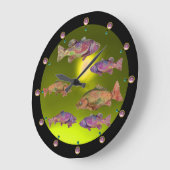 UNDERWATER / COLORFUL RAINBOW TROUTS yellow Große Wanduhr (Winkel)