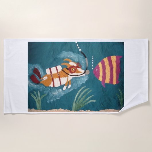 Underwater Corgi at the Beach Strandtuch (Vorderseite)