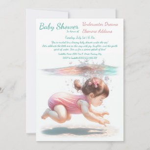 Underwater Dreams Wasserfarben-Baby-Party Einladung