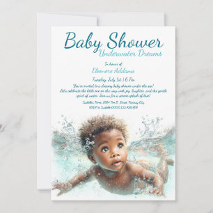 Underwater Dreams Wasserfarben-Baby-Party Einladung