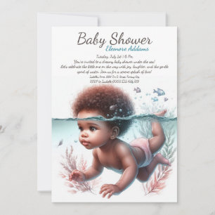Underwater Dreams Wasserfarben-Baby-Party Einladung