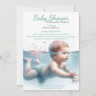 Underwater Dreams Wasserfarben-Baby-Party Einladung