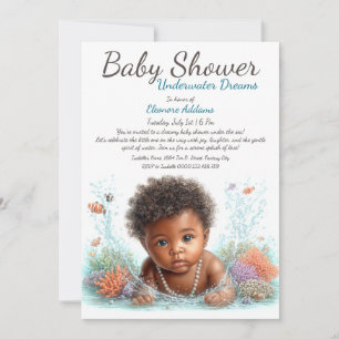 Underwater Dreams Wasserfarben-Baby-Party Einladung