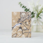Underwater Friends Dolphin Mermaid Postkarte (Stehend Vorderseite)