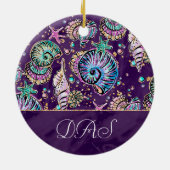 Underwater Lila Luxe | Dark Pastel Gold Sea Life Keramik Ornament (Hinten)