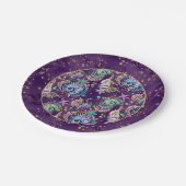 Underwater Lila Luxe | Dark Pastel Gold Sea Life Pappteller (Schrägansicht)