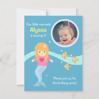 Underwater Little Mermaid Birthday Party Foto Einladung