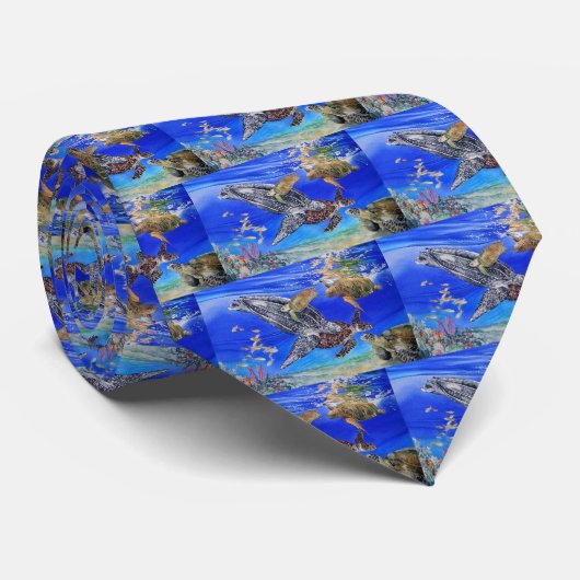 Underwater Marine Turtles Wildlife Lovers Necktie Krawatte (Gerollt)
