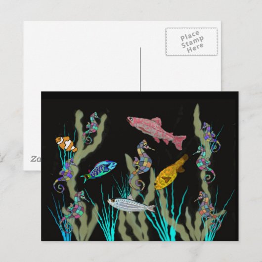 Underwater Neon Fantasy Postkarte (Vorne/Hinten)