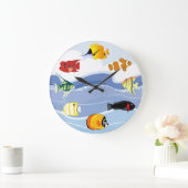 Underwater Tropical Fish Art Wall Clock Große Wanduhr (Zuhause)