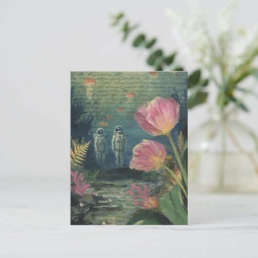 Underwater Tulip Explorers Collage Postkarte (Stehend Vorderseite)