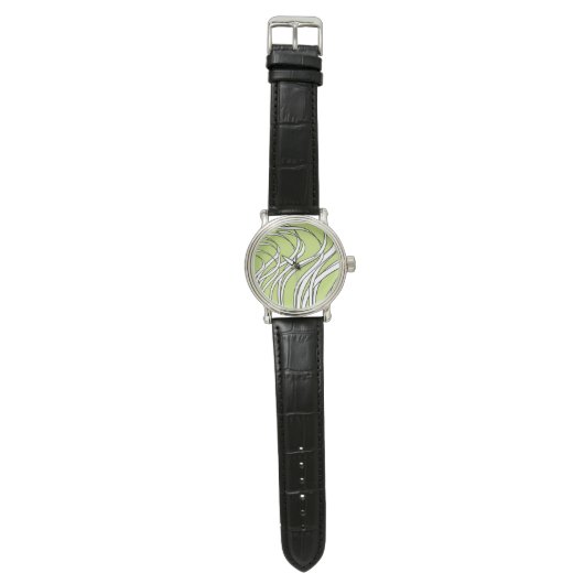 Underwater  Wave lime green Armbanduhr (Flach)