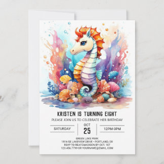 Underwater Whimsy Seepferd Fantasy Geburtstag Einladung