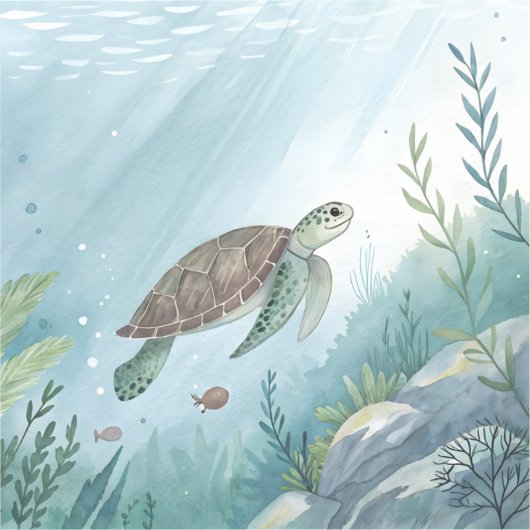 Underwater world with turtle aufkleber (Vorderseite)