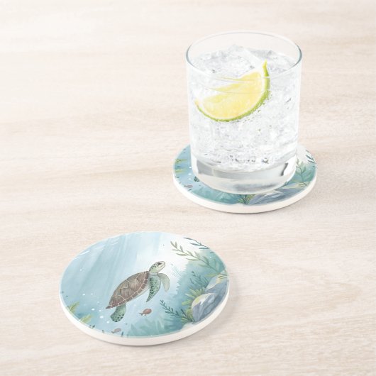 Underwater world with turtle getränkeuntersetzer (Seite)