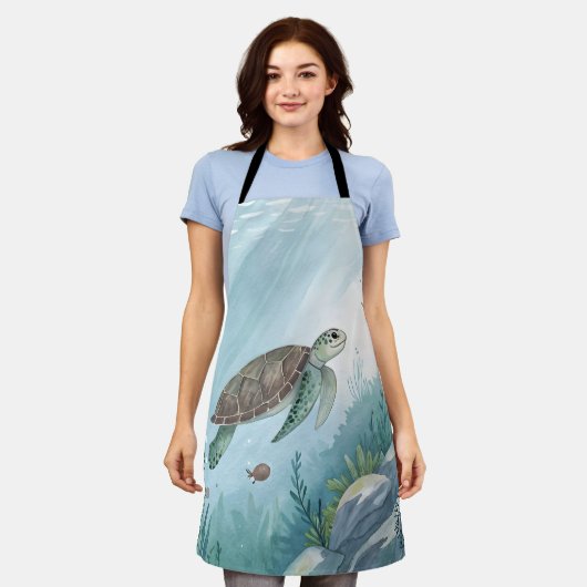 Underwater world with turtle schürze (Getragen)