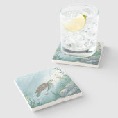 Underwater world with turtle steinuntersetzer (Seitenansicht)