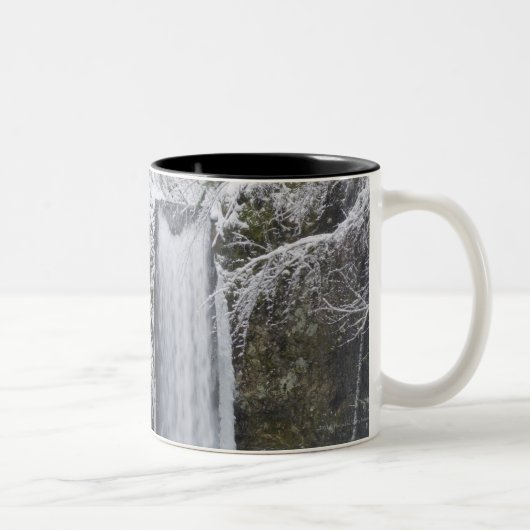 Undeutlicher Wasserfall umgeben durch einen Zweifarbige Tasse (Rechts)