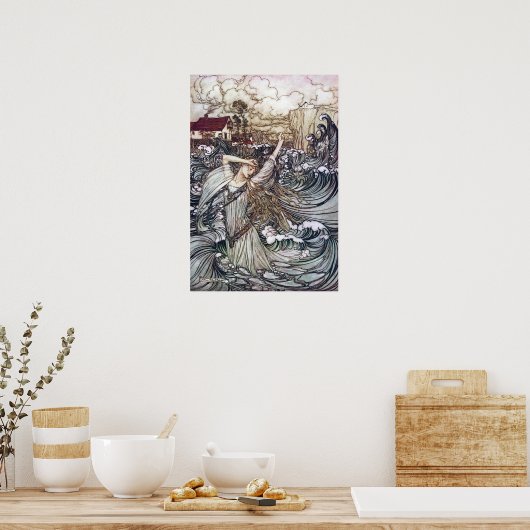 Undine in den Wellen Poster (Küche)