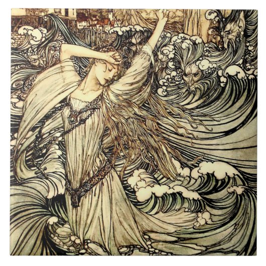 "Undine in the Waves" von Arthur Rackham Fliese (Vorderseite)