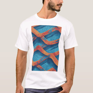 Unduldige gezogene Waves: Ein lebendiges Abstrakte T-Shirt